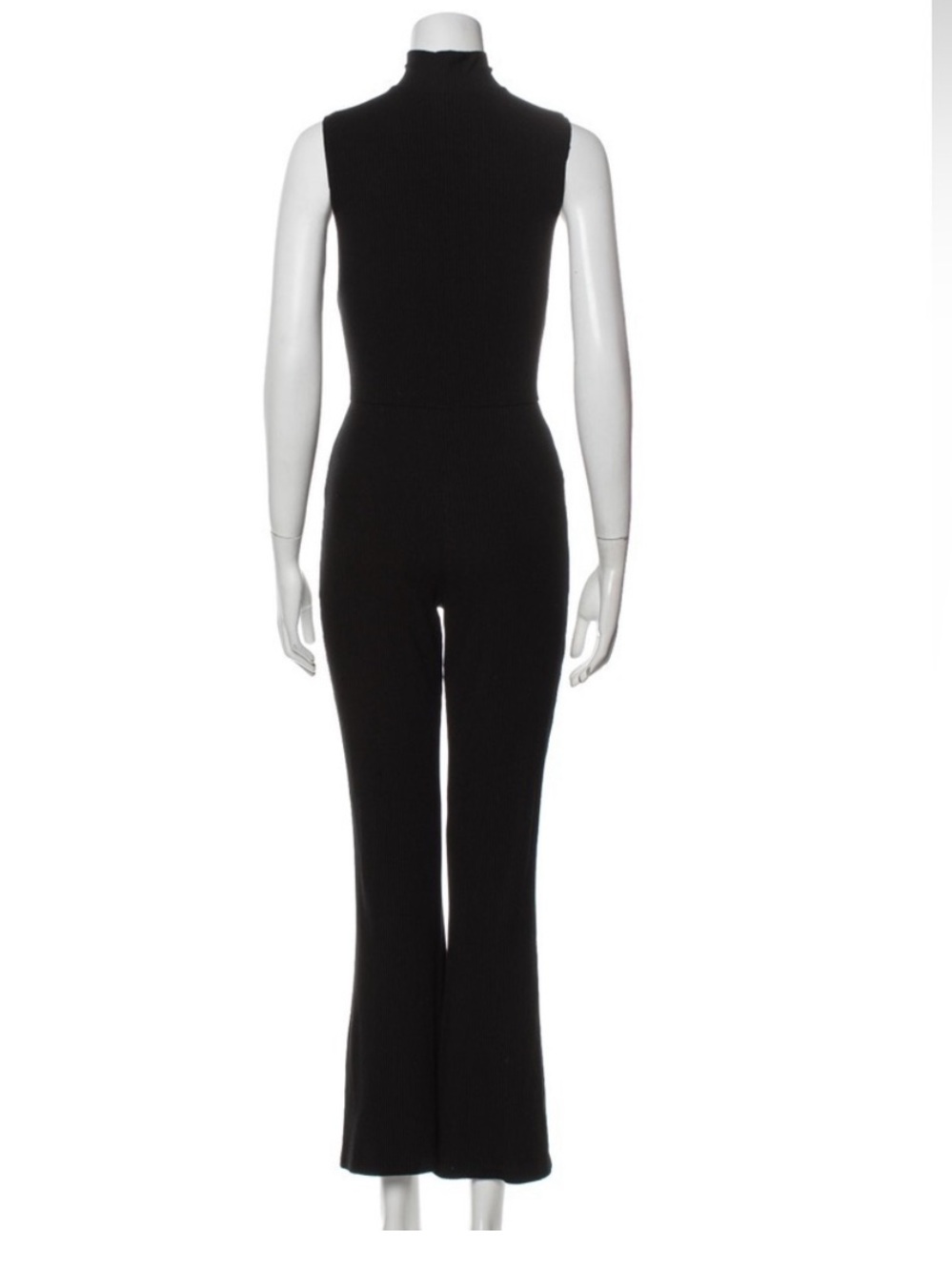 Reformation Black Mock-Neck Sleeveless Jumpsuit
